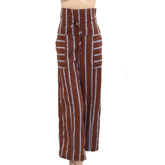 🆕Free People Free-Est Came To Play Striped Pants Embroidered Cotton XS 280065 - Picture 4 of 8